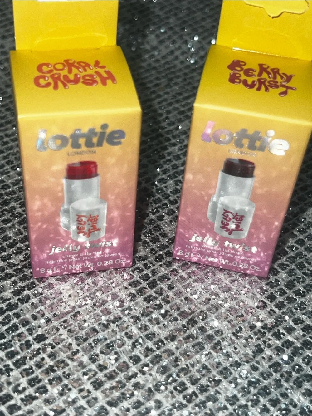 Lottie London Jelly Twist Cheek & Lip Tint Bundle -Coral Crush & Berry Burst NIB